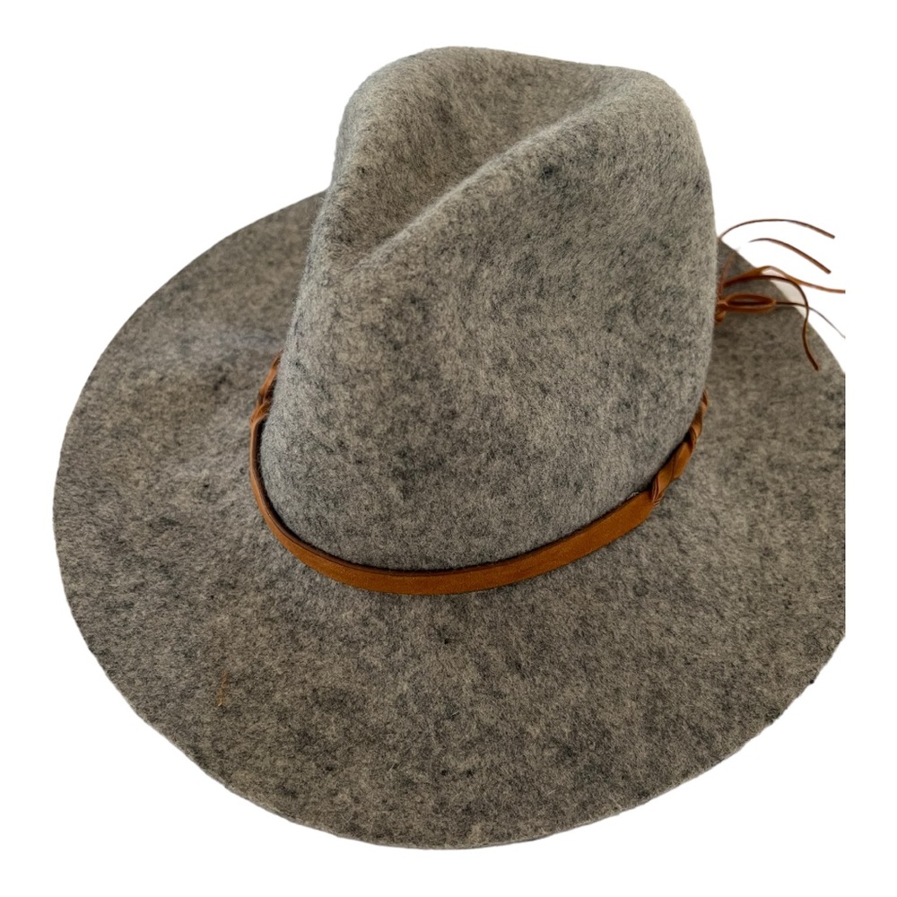 Felt wool fedora 100% Wool Hat womens leather Boho L rancher - Picture 5 of 16
